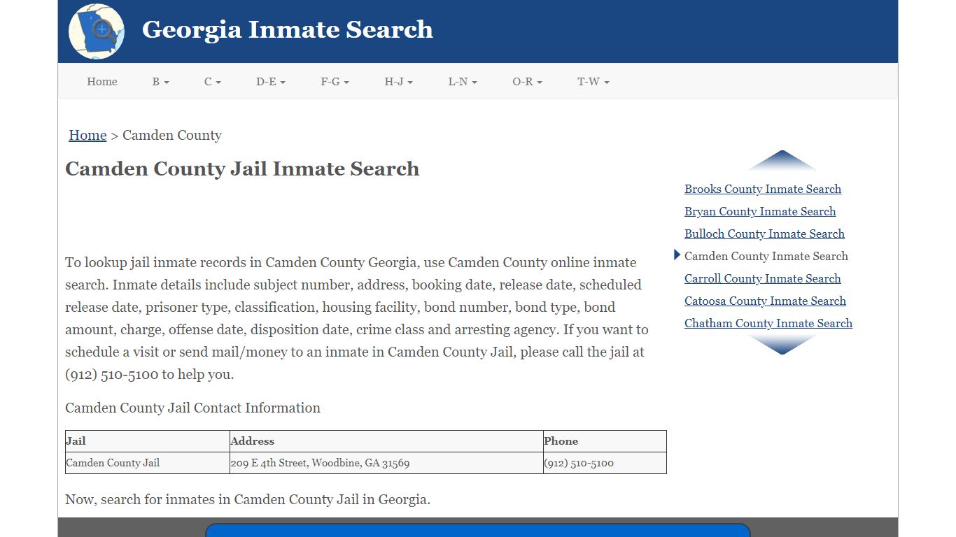 Camden County Jail Inmate Search